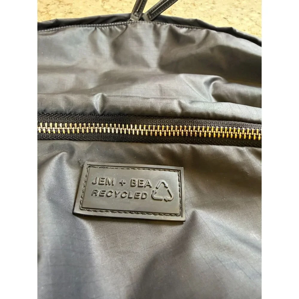 Jem‎ + Bea Jamie Eco Backpack Diaper Bag Black Nylon w/ Changing Pad